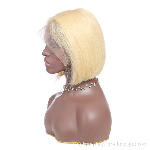 Wholesale 1b/pink Short Bob Wig Human Hair Colored Lace Front Wigs Women Lace Front Wig for Black Brazilian Swiss Lace Long